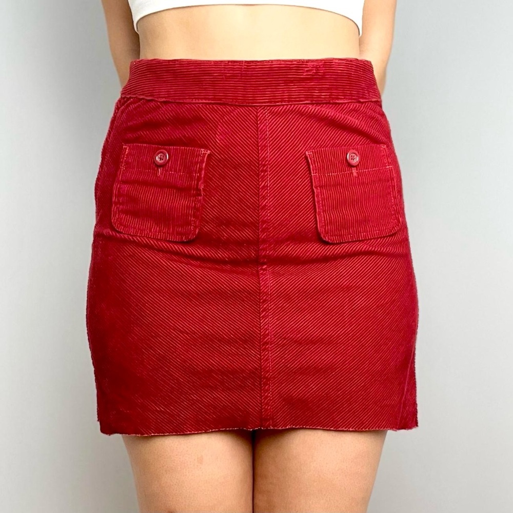 Y2K Red Corduroy Mini Skirt